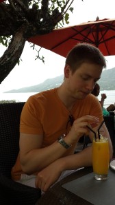Enjoying a fresh (!?!) mango juice